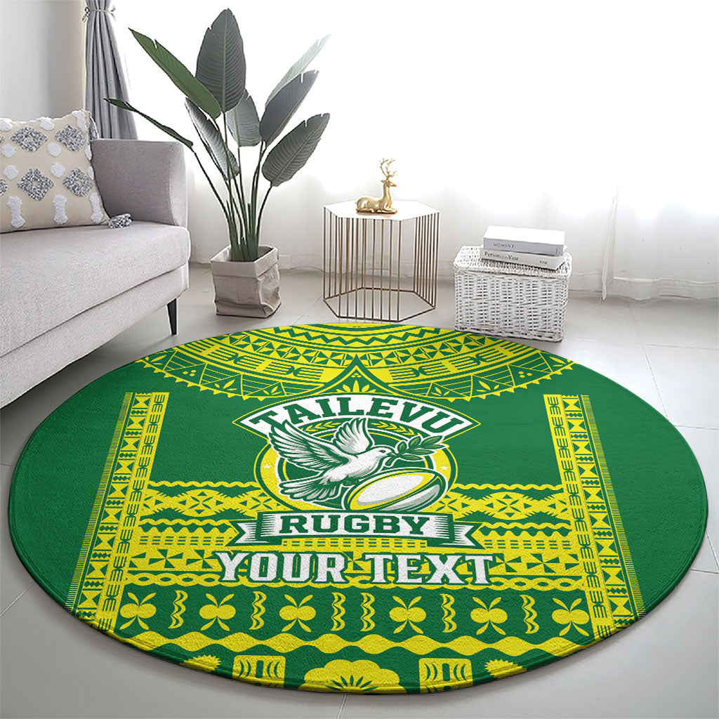 Fiji Tailevu Rugby Custom Round Carpet Go Champions Fijian Tapa Pattern LT14 - Polynesian Pride