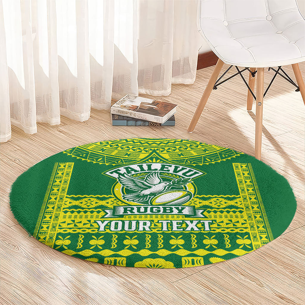 Fiji Tailevu Rugby Custom Round Carpet Go Champions Fijian Tapa Pattern LT14 - Polynesian Pride
