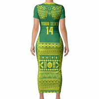 Fiji Tailevu Rugby Custom Short Sleeve Bodycon Dress Go Champions Fijian Tapa Pattern LT14 - Polynesian Pride