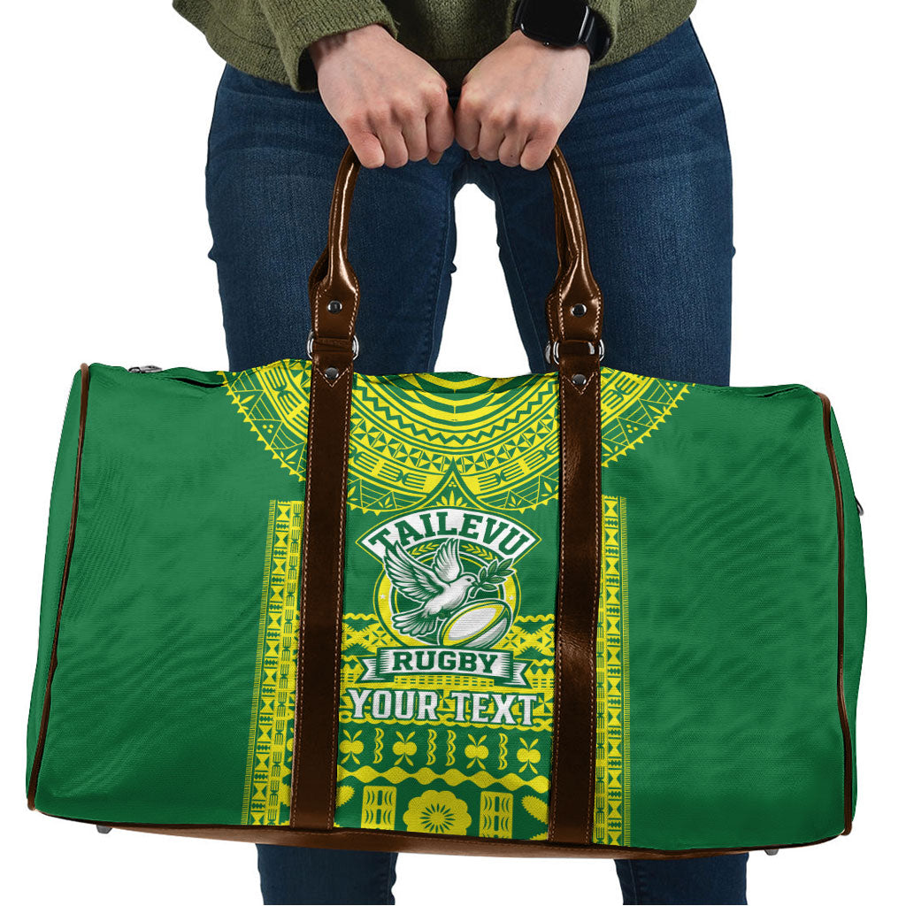 Fiji Tailevu Rugby Custom Travel Bag Go Champions Fijian Tapa Pattern LT14 Green - Polynesian Pride