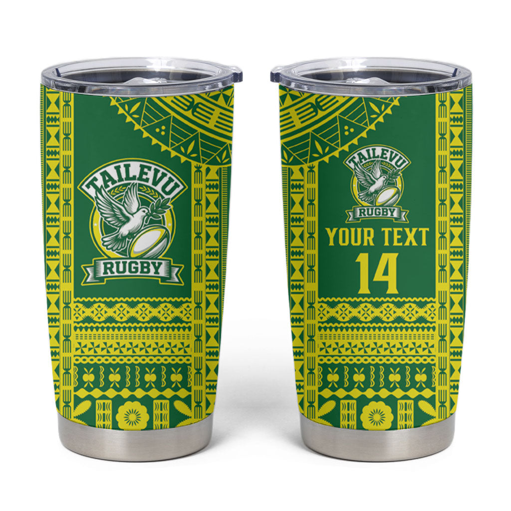 Fiji Tailevu Rugby Custom Tumbler Cup Go Champions Fijian Tapa Pattern LT14 Green - Polynesian Pride