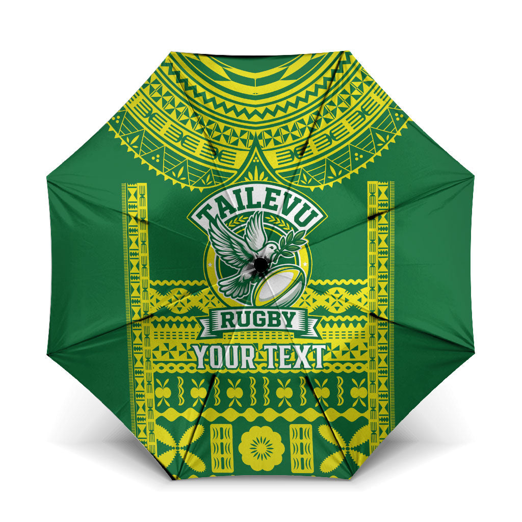 Fiji Tailevu Rugby Custom Umbrella Go Champions Fijian Tapa Pattern LT14 One Size Folded 11.42 inch Opened Diameter 37.4 inch Green - Polynesian Pride
