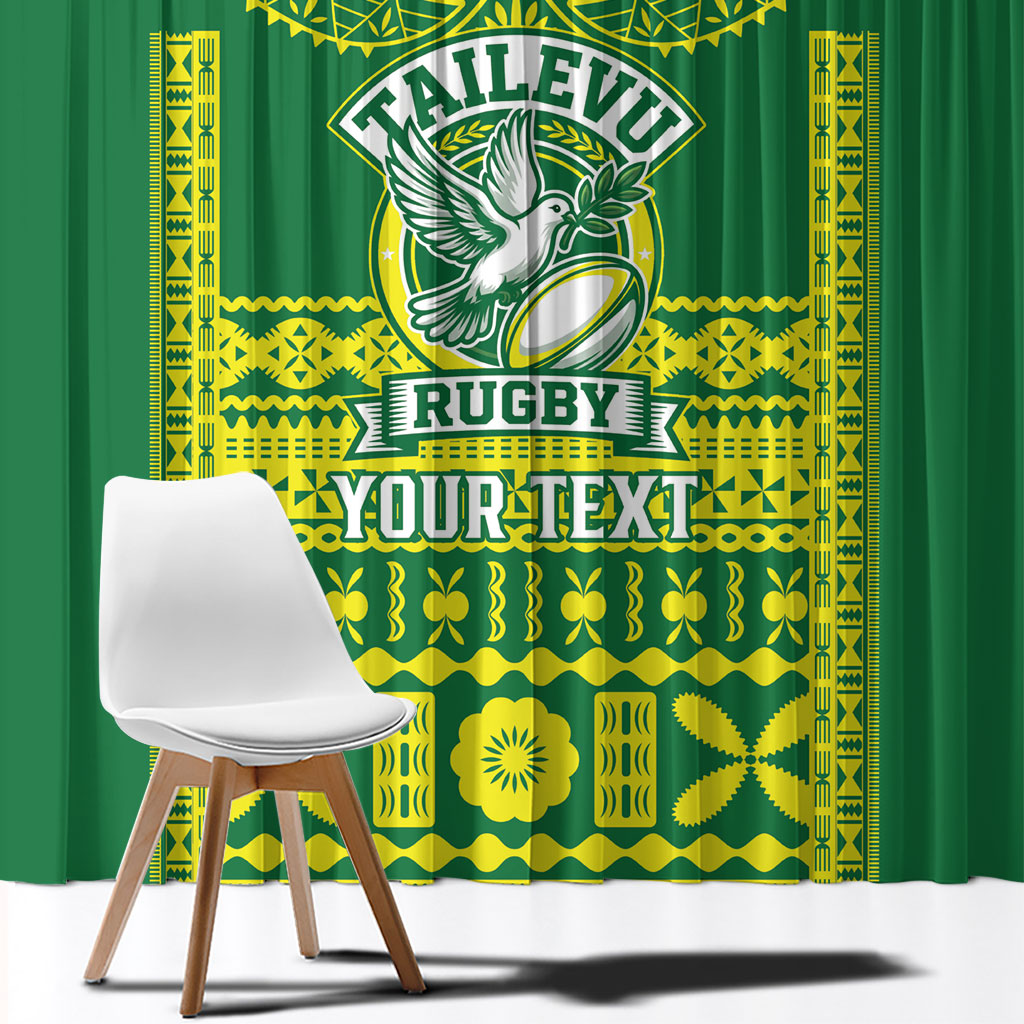 Fiji Tailevu Rugby Custom Window Curtain Go Champions Fijian Tapa Pattern LT14 - Polynesian Pride