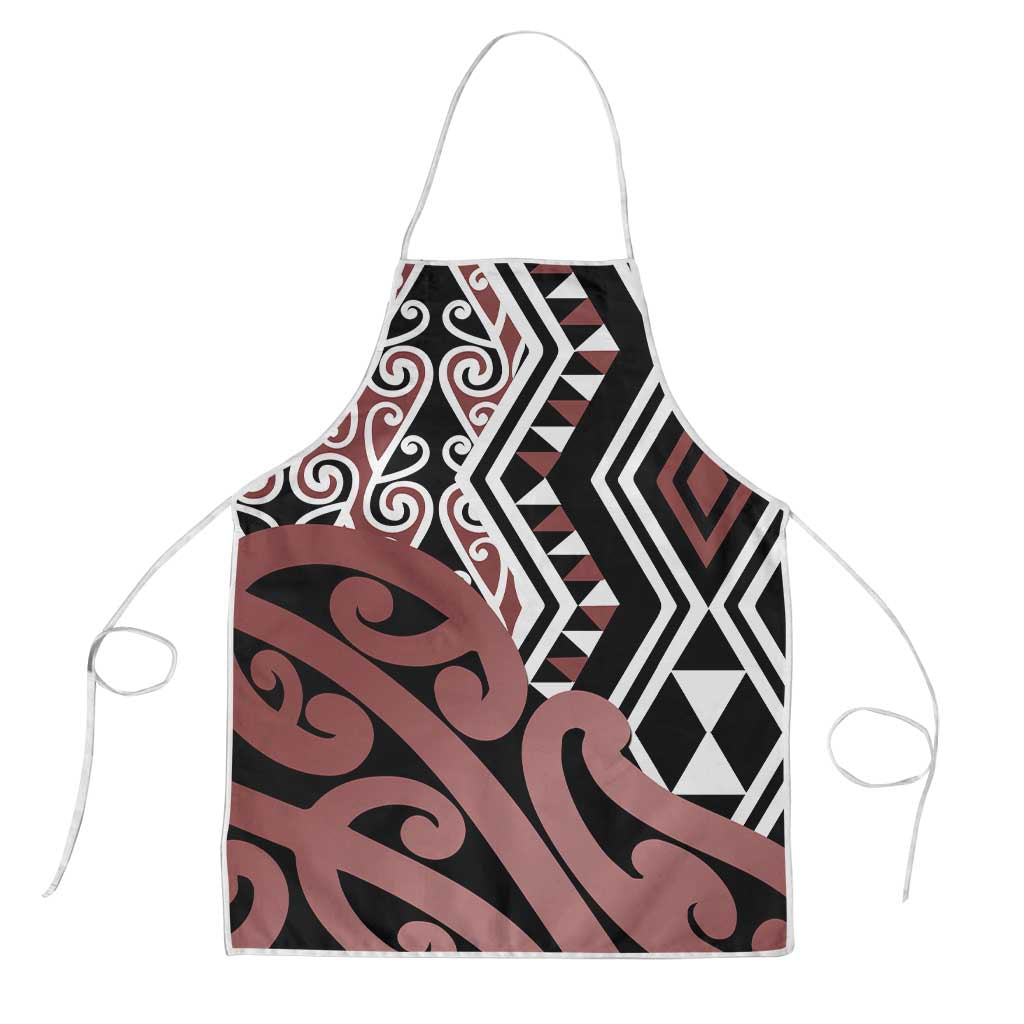 New Zealand Apron Aotearoa Kowhaiwhai Mix Taniko Art LT14 Brown - Polynesian Pride