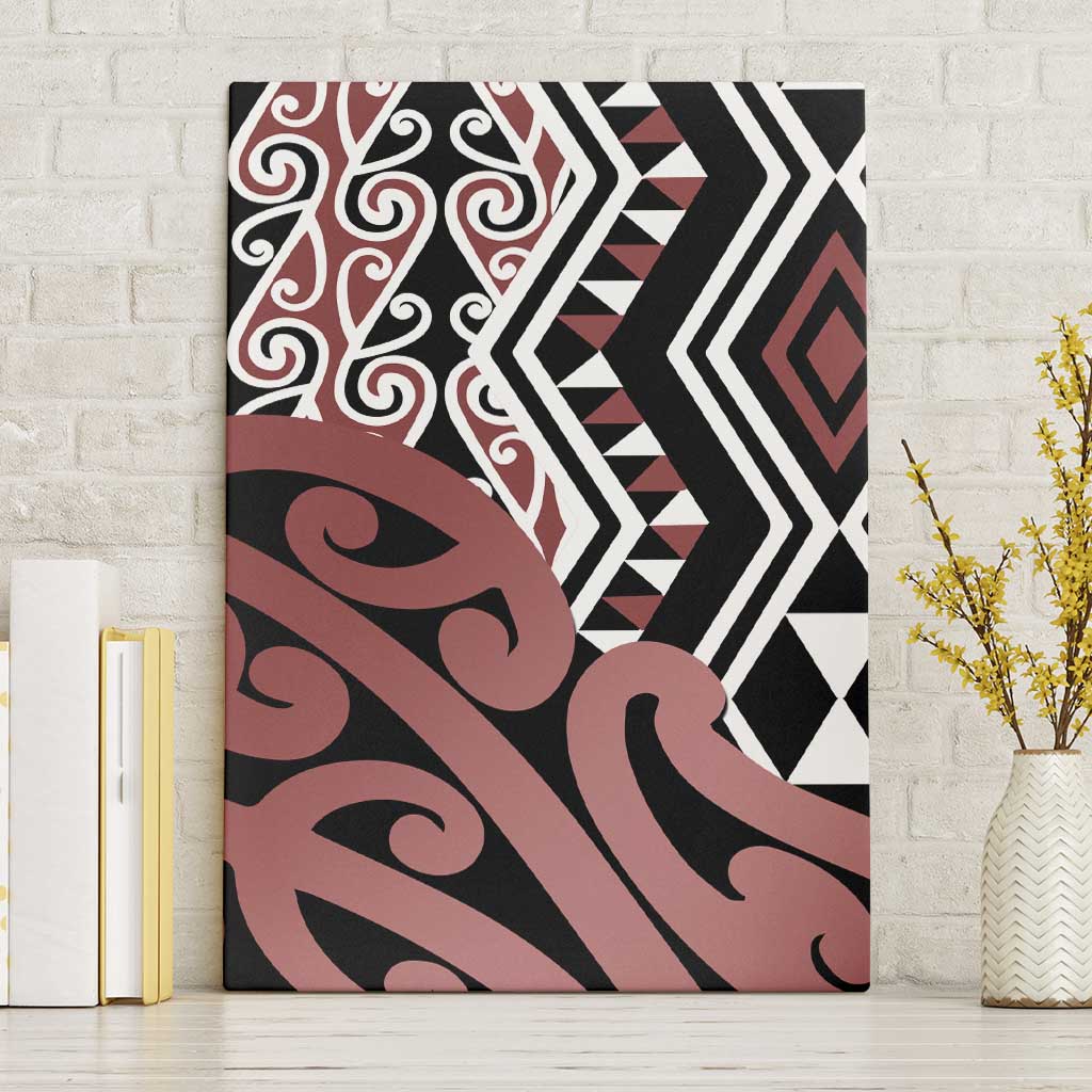New Zealand Canvas Wall Art Aotearoa Kowhaiwhai Mix Taniko Art LT14 Without Frame Brown - Polynesian Pride