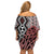 New Zealand Off Shoulder Short Dress Aotearoa Kowhaiwhai Mix Taniko Art LT14 - Polynesian Pride