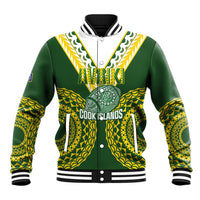 Custom Avaiki Cook Islands Rugby Baseball Jacket Kuki Airani Tatau Green LT14 Unisex Green - Polynesian Pride