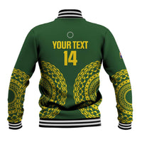 Custom Avaiki Cook Islands Rugby Baseball Jacket Kuki Airani Tatau Green LT14 - Polynesian Pride