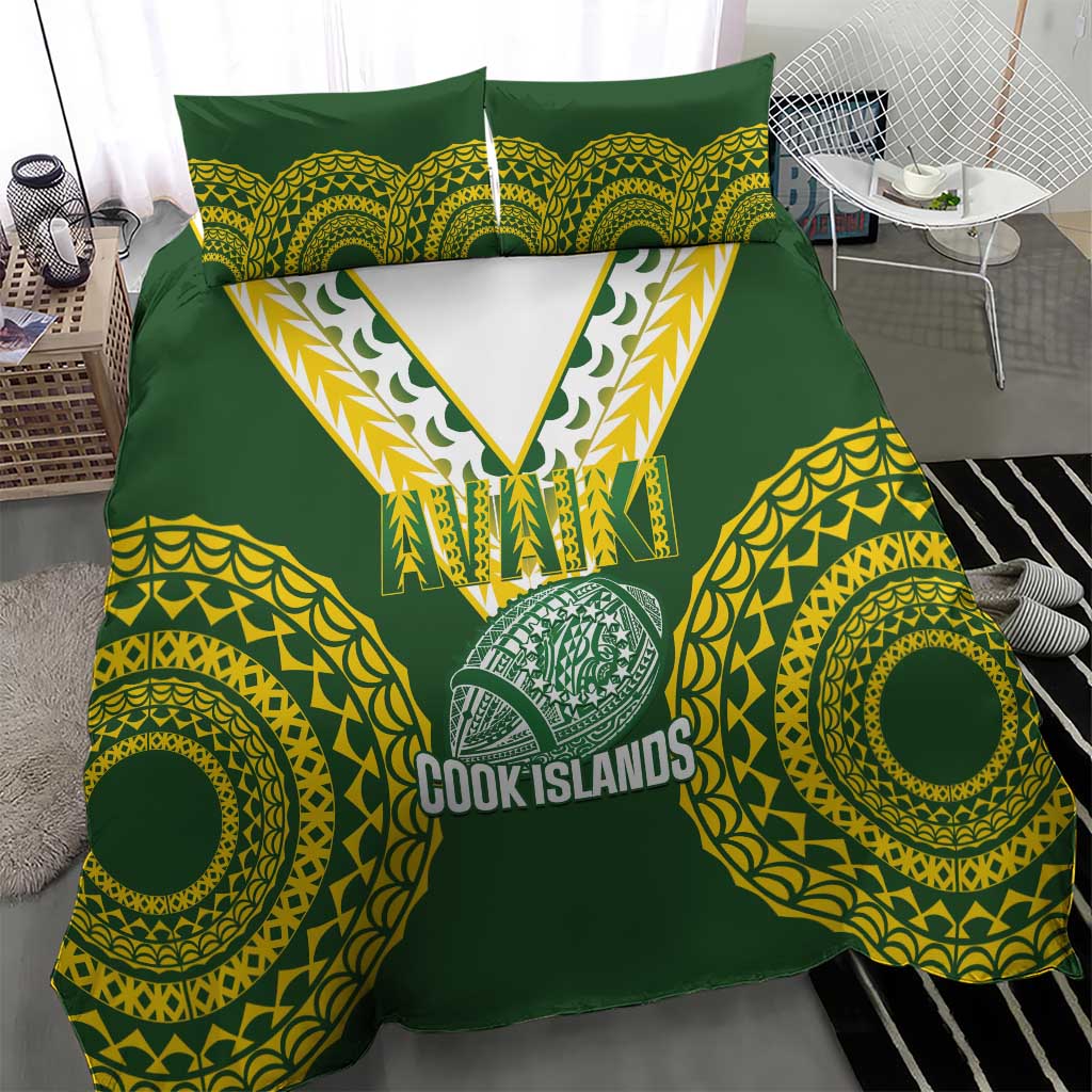 Avaiki Cook Islands Rugby Bedding Set Kuki Airani Tatau Green LT14 - Polynesian Pride