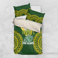 Avaiki Cook Islands Rugby Bedding Set Kuki Airani Tatau Green LT14 US Twin 172cm x 218cm Green - Polynesian Pride
