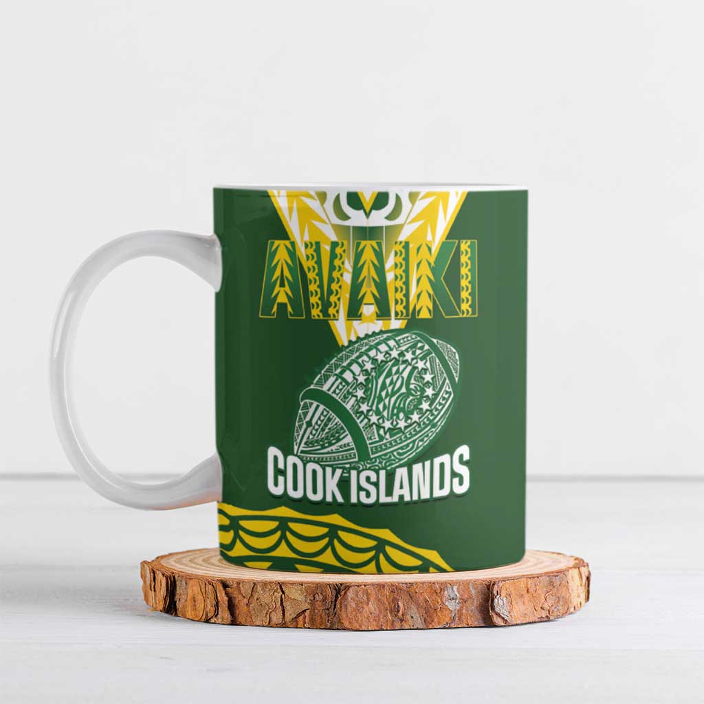 Custom Avaiki Cook Islands Rugby Ceramic Mug Kuki Airani Tatau Green LT14 Green - Polynesian Pride