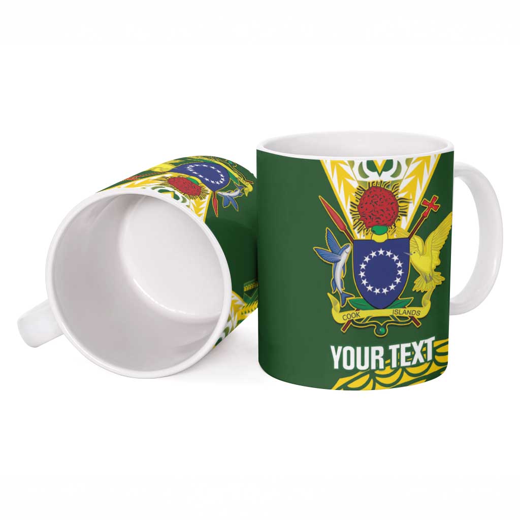 Custom Avaiki Cook Islands Rugby Ceramic Mug Kuki Airani Tatau Green LT14 - Polynesian Pride
