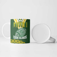 Custom Avaiki Cook Islands Rugby Ceramic Mug Kuki Airani Tatau Green LT14 - Polynesian Pride