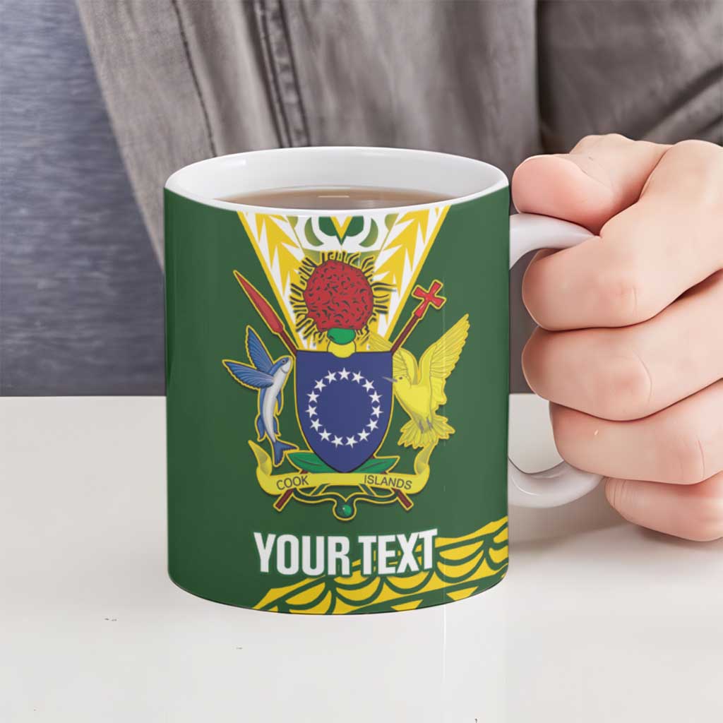 Custom Avaiki Cook Islands Rugby Ceramic Mug Kuki Airani Tatau Green LT14 - Polynesian Pride