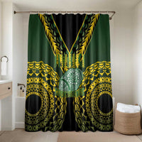 Avaiki Cook Islands Rugby Bathroom Set Kuki Airani Tatau Black LT14 Shower Curtain Only Black - Polynesian Pride