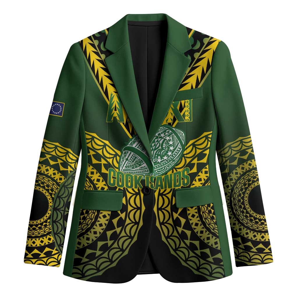 Custom Avaiki Cook Islands Rugby Blazer Kuki Airani Tatau Black LT14 Unisex Black - Polynesian Pride