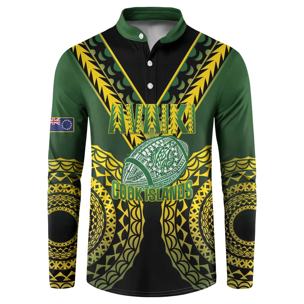 Custom Avaiki Cook Islands Rugby Button Sweatshirt Kuki Airani Tatau Black LT14 Black - Polynesian Pride