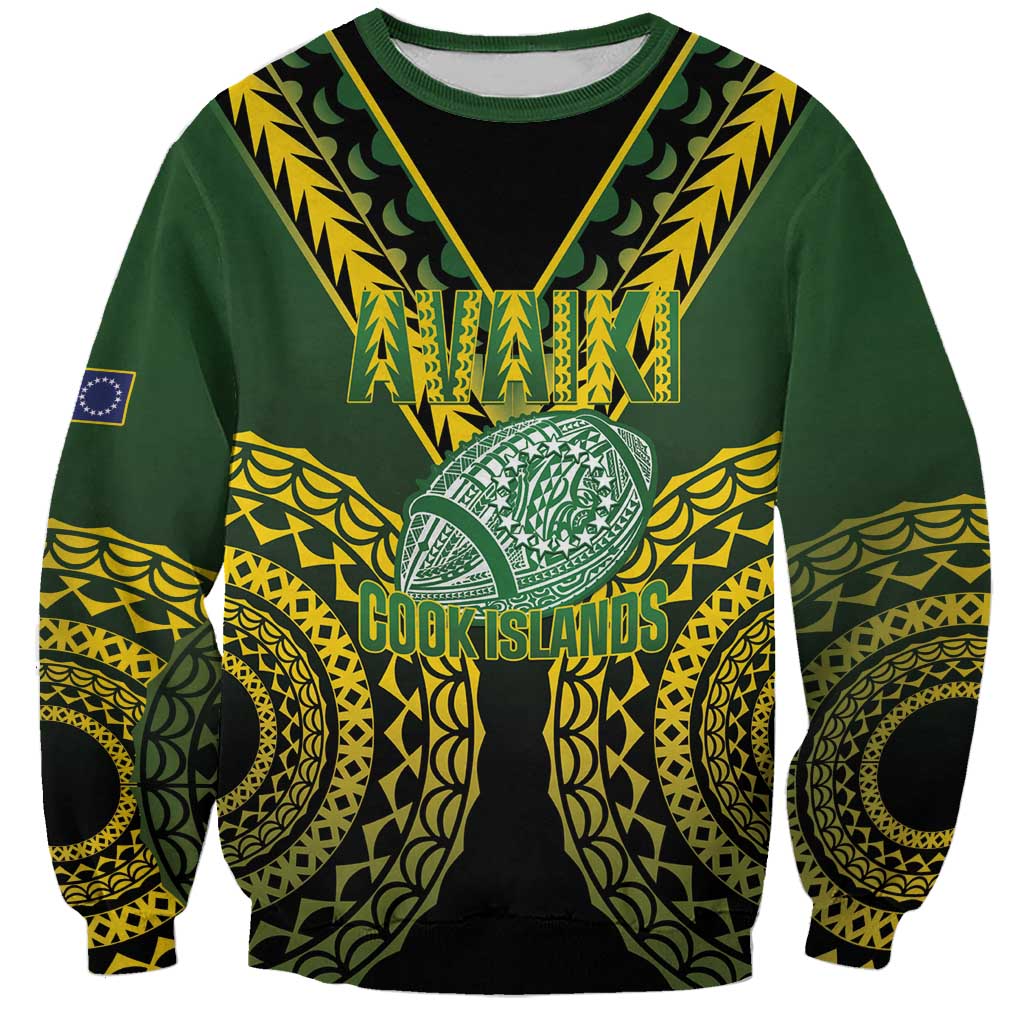 Custom Avaiki Cook Islands Rugby Sweatshirt Kuki Airani Tatau Black LT14 Unisex Black - Polynesian Pride