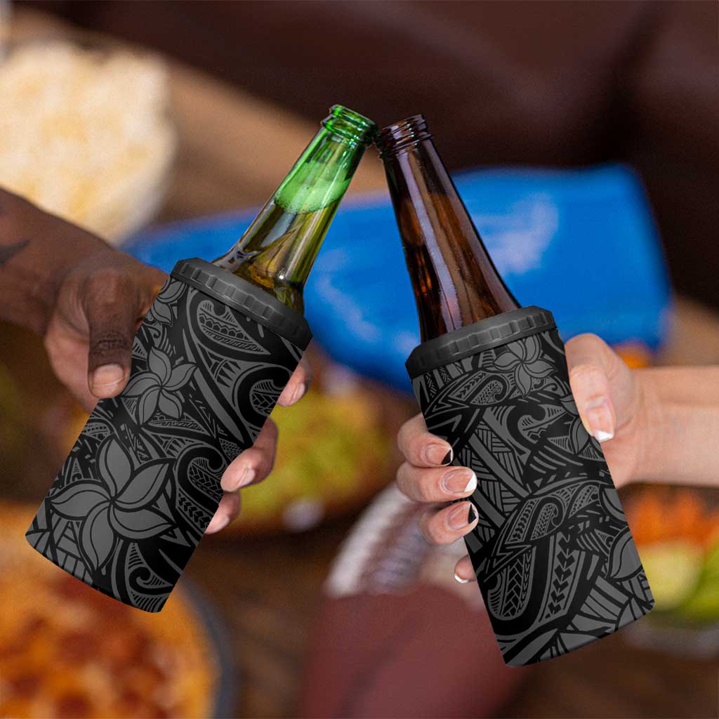 Polynesia 4 in 1 Can Cooler Tumbler Polynesian Pattern Mix Plumeria Black LT14 - Polynesian Pride