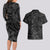 Polynesia Couples Matching Long Sleeve Bodycon Dress and Hawaiian Shirt Polynesian Pattern Mix Plumeria Black LT14 - Polynesian Pride