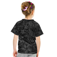 Polynesia Kid T Shirt Polynesian Pattern Mix Plumeria Black LT14 - Polynesian Pride