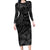 Polynesia Long Sleeve Bodycon Dress Polynesian Pattern Mix Plumeria Black LT14 Long Dress Black - Polynesian Pride