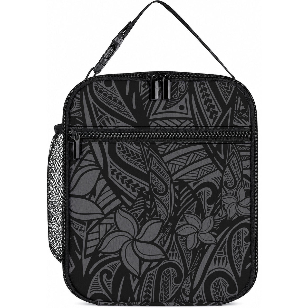 Polynesia Lunch Bag Polynesian Pattern Mix Plumeria Black
