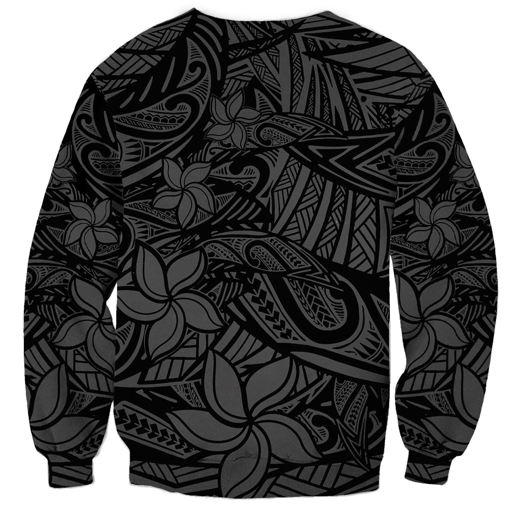 Polynesia Sweatshirt Polynesian Pattern Mix Plumeria Black LT14 - Polynesian Pride
