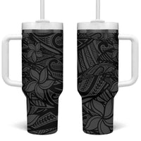 Polynesia Tumbler With Handle Polynesian Pattern Mix Plumeria Black LT14 One Size: 40 oz Black - Polynesian Pride