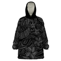 Polynesia Wearable Blanket Hoodie Polynesian Pattern Mix Plumeria Black LT14 One Size Black - Polynesian Pride