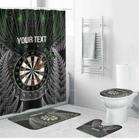 Personalised New Zealand Darts Bathroom Set Dartboard Maori Fern Puhoro Art LT14 Bathroom Set (4 pcs) Black - Polynesian Pride