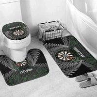 Personalised New Zealand Darts Bathroom Set Dartboard Maori Fern Puhoro Art LT14 Mat Set Only (3 pcs) One Size Black - Polynesian Pride