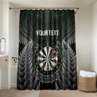 Personalised New Zealand Darts Bathroom Set Dartboard Maori Fern Puhoro Art LT14 Shower Curtain Only Black - Polynesian Pride