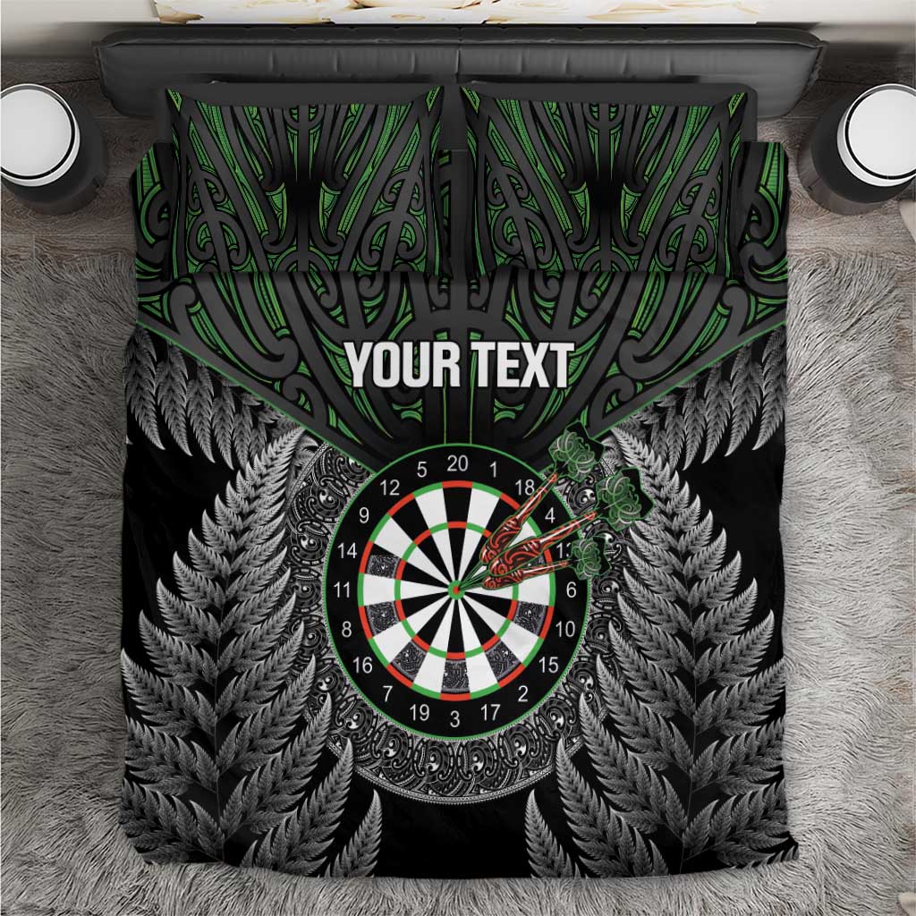 Personalised New Zealand Darts Bedding Set Dartboard Maori Fern Puhoro Art LT14 Black - Polynesian Pride