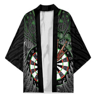 Personalised New Zealand Darts Kimono Dartboard Maori Fern Puhoro Art LT14 Unisex Black - Polynesian Pride