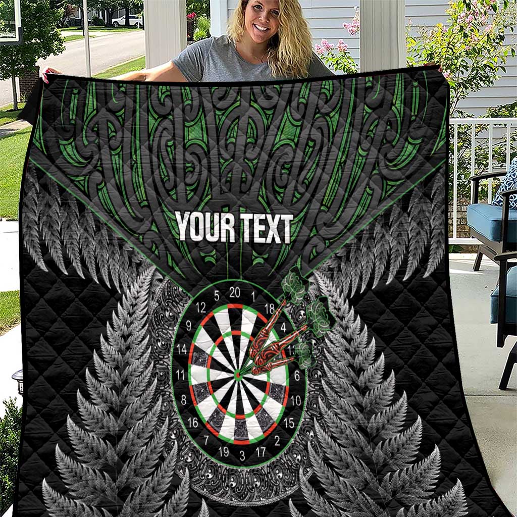 Personalised New Zealand Darts Quilt Dartboard Maori Fern Puhoro Art LT14 Black - Polynesian Pride