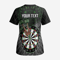 Personalised New Zealand Darts Scrub Top Dartboard Maori Fern Puhoro Art LT14 - Polynesian Pride