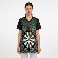 Personalised New Zealand Darts Scrub Top Dartboard Maori Fern Puhoro Art LT14 - Polynesian Pride
