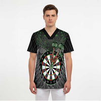 Personalised New Zealand Darts Scrub Top Dartboard Maori Fern Puhoro Art LT14 - Polynesian Pride