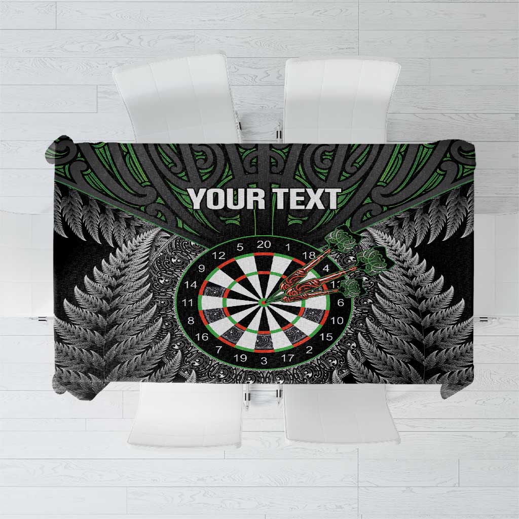 Personalised New Zealand Darts Tablecloth Dartboard Maori Fern Puhoro Art LT14 Black - Polynesian Pride