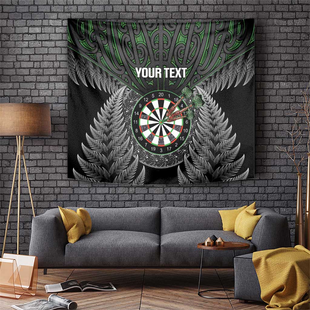 Personalised New Zealand Darts Tapestry Dartboard Maori Fern Puhoro Art LT14 Black - Polynesian Pride