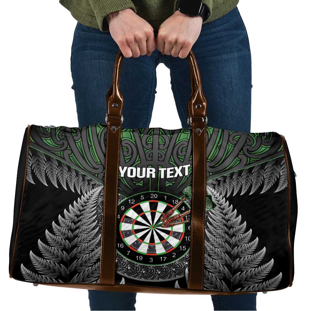 Personalised New Zealand Darts Travel Bag Dartboard Maori Fern Puhoro Art LT14 Black - Polynesian Pride