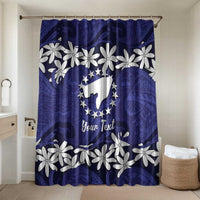 Personalised Cook Islands Pukapuka Bathroom Set Tiare Maori Polynesian Waves Tattoo LT14 Shower Curtain Only Blue - Polynesian Pride