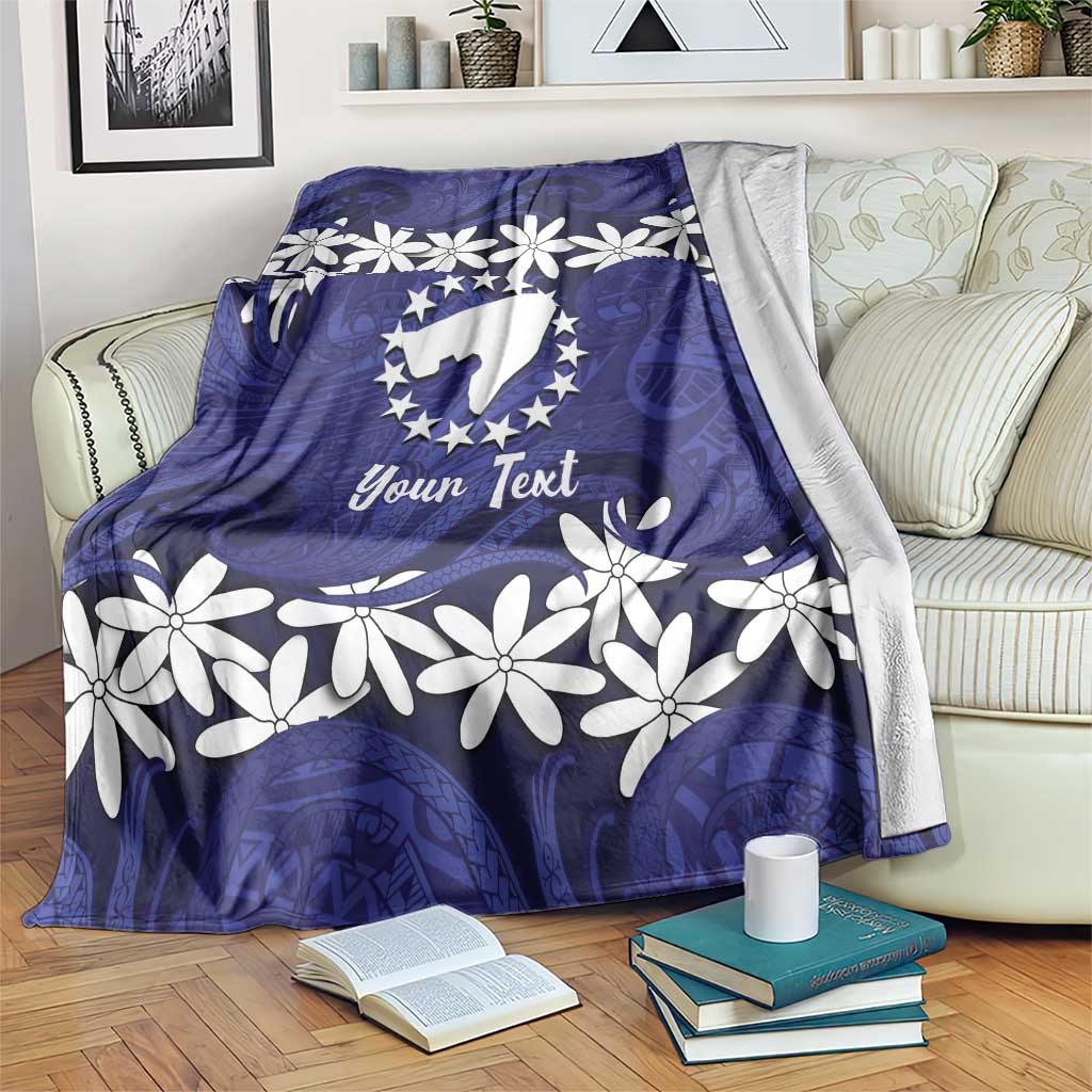Personalised Cook Islands Pukapuka Blanket Tiare Maori Polynesian Waves Tattoo LT14 Blue - Polynesian Pride