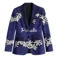 Personalised Cook Islands Pukapuka Blazer Tiare Maori Polynesian Waves Tattoo LT14 Unisex Blue - Polynesian Pride