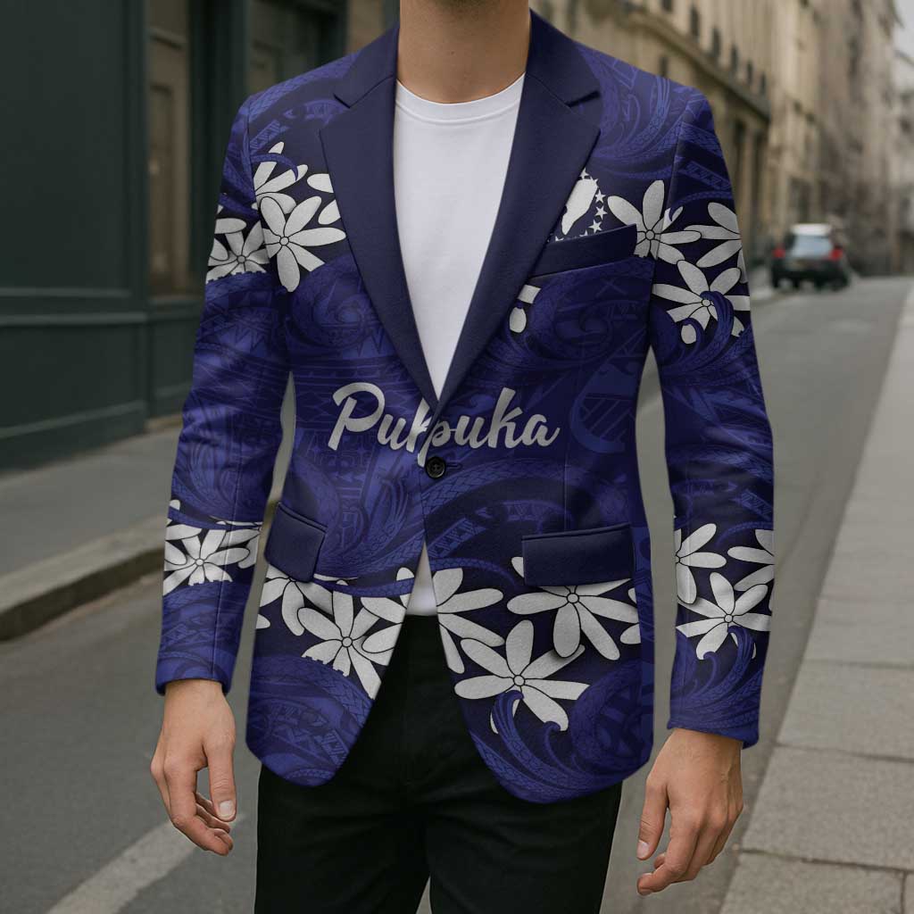 Personalised Cook Islands Pukapuka Blazer Tiare Maori Polynesian Waves Tattoo LT14 - Polynesian Pride