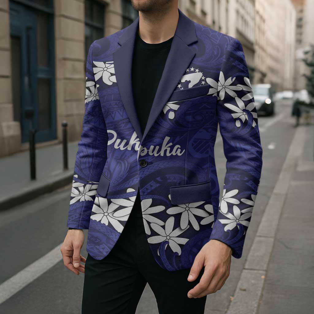 Personalised Cook Islands Pukapuka Blazer Tiare Maori Polynesian Waves Tattoo LT14 - Polynesian Pride
