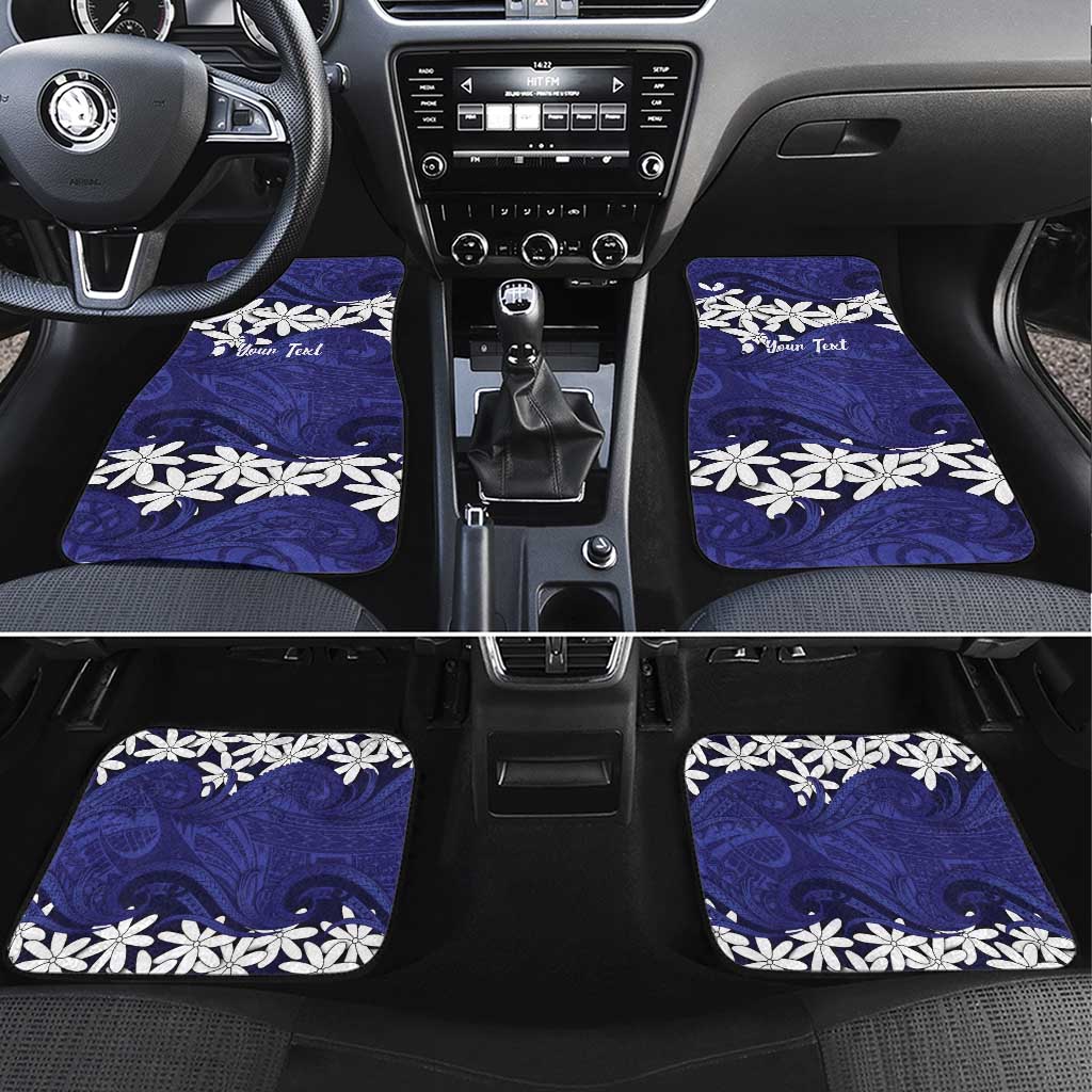 Personalised Cook Islands Pukapuka Car Mats Tiare Maori Polynesian Waves Tattoo LT14 Set 4pcs Blue - Polynesian Pride