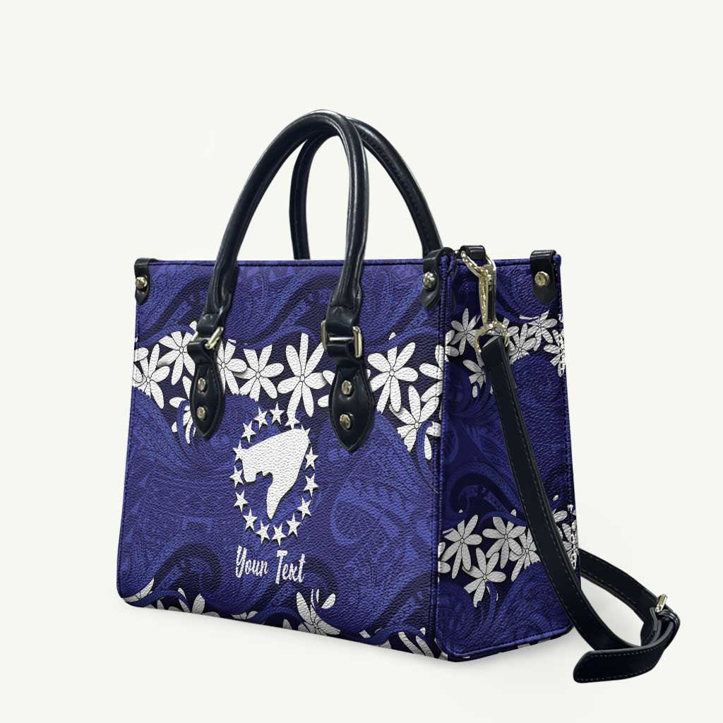 Personalised Cook Islands Pukapuka Leather Bag Tiare Maori Polynesian Waves Tattoo LT14 Blue - Polynesian Pride