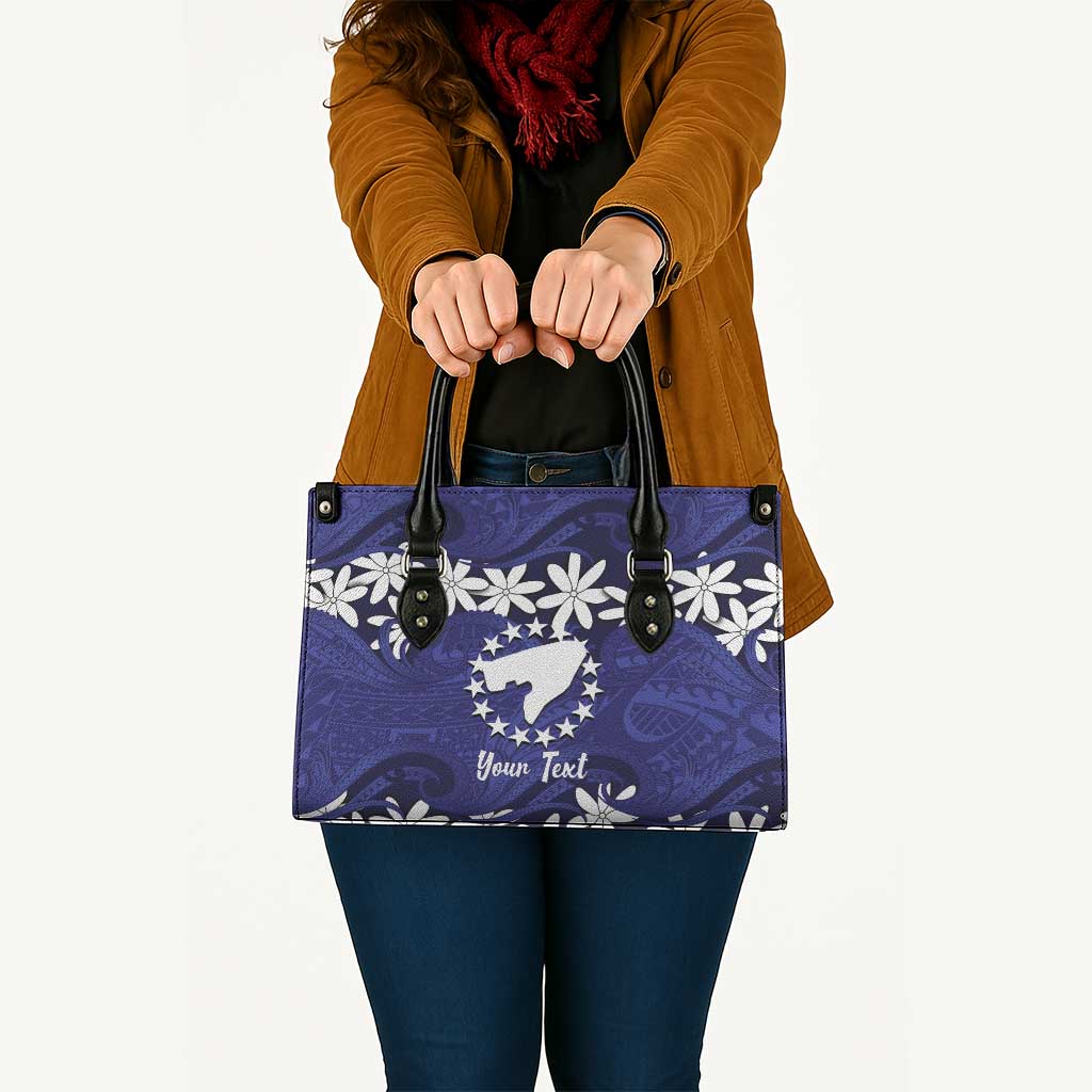Personalised Cook Islands Pukapuka Leather Bag Tiare Maori Polynesian Waves Tattoo LT14 - Polynesian Pride